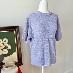 Vintage Lavender Purple Short Sleeve Knit Sweater